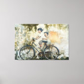 60" x 40" 'Kinderen op een fiets' Ingepakt Canvas (Voorkant)