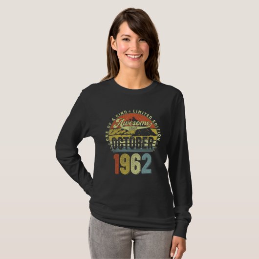60 Year Old Awesome Since October 1962 60th Birthd T-shirt (Voorkant volledig)