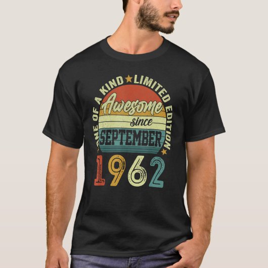 60 Year Old Awesome Since September 1962 60th Bir T-shirt (Voorkant)