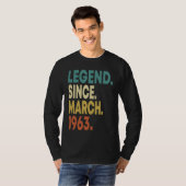 60 Years Old Men Women Legend Since March 1963 60t T-shirt (Voorkant volledig)