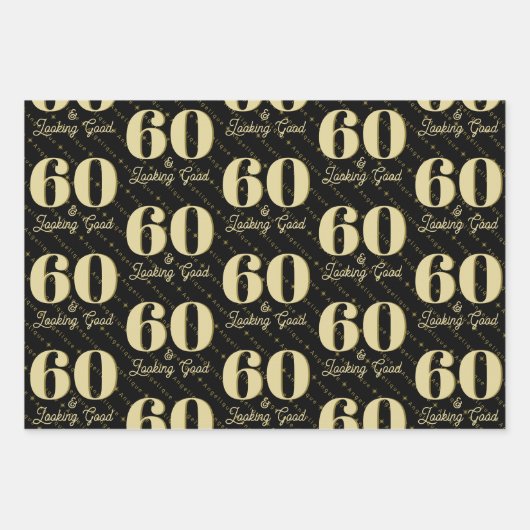 60 & Ziet er goed uit Verjaardag Inpakpapier Vel (Voorkant)