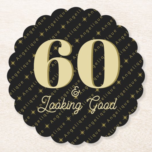 60 & Ziet er goed uit Verjaardag Kartonnen Onderzetters (Voorkant)