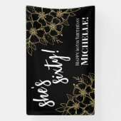 60 zwarte gouden 60-jarige verjaardag spandoek (Verticaal)