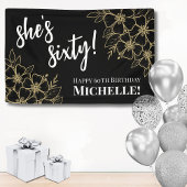 60 zwarte gouden 60-jarige verjaardag spandoek