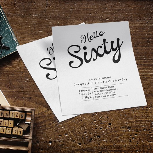 60 zwarte witte begroting 60 ^ e uitnodiging voor flyer