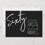 60 | Zwarte & Witte Moderne 60ste verjaardag Parti Kaart (Voorkant)