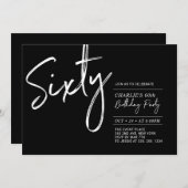 60 | Zwarte & Witte Moderne 60ste verjaardag Parti Kaart (Voorkant / Achterkant)