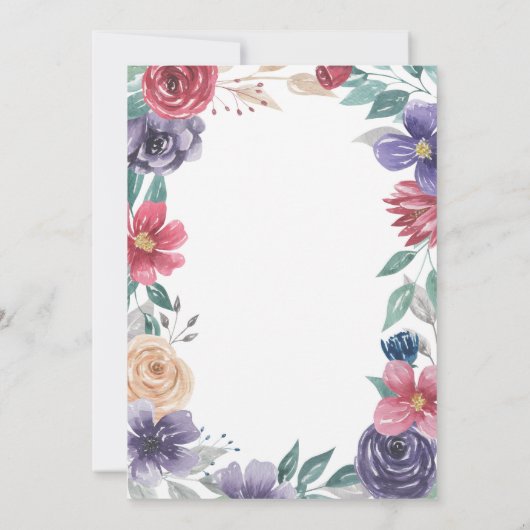 60e 50e 40e 30e verjaardagsfeest Bloemen Uitnodige Kaart (Achterkant)