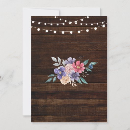 60e 50e 40e Verjaardagsfeest Hout Bloemen Uitnodig Kaart (Achterkant)