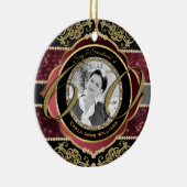 60e 60-jarig gouden ruby Diamonds Foto Lijst Keramisch Ornament (Rechts)