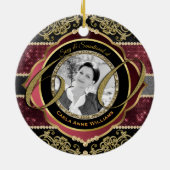 60e 60-jarig gouden ruby Diamonds Foto Lijst Keramisch Ornament (Achterkant)