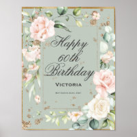 60e 60e zestigste verjaardag Floral Sage Green
