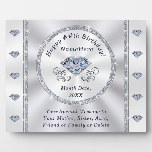 60e, 75e, 100e verjaardag cadeau-ideeën of ELKE LE Fotoplaat (Voorkant)