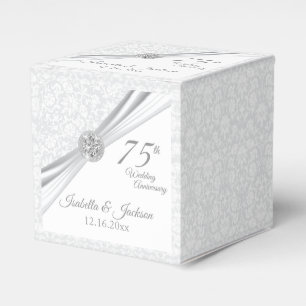 60e / 75e Diamanten Bruiloft jubileum op Witte ach Bedankdoosjes