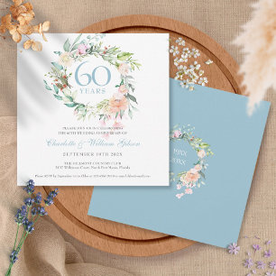 60e / 75e Diamanten Huwelijksjubileum Rozen Krans  Kaart