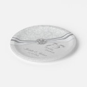 60e / 75e diamantJubileum op witte glitter Papieren Bordje (Gekanteld)