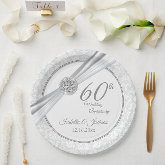 60e / 75e Diamond-Jubileum Papieren Bordje (Huwelijk)