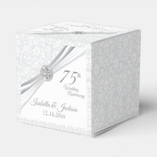 60e / 75e Diamond Wedding Jubileum op wit Bedankdoosjes (Achterkant)