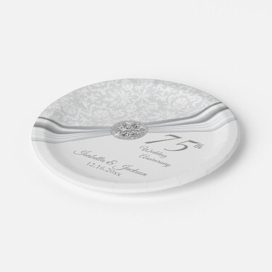 60e / 75e Diamond Wedding Jubileum op wit Papieren Bordje (Gekanteld)