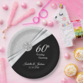 60e / 75e Jubileum met diamanten op Balck Papieren Bordje (Feest)