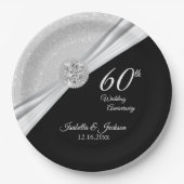 60e / 75e Jubileum met diamanten op Balck Papieren Bordje (Voorkant)