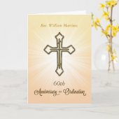 60e aangepaste naam, jaar, priesterwijding jubileu kaart (Gele Bloem)