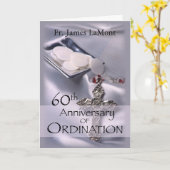 60e aangepaste naam ordinatie Jubileum Silver Cha Kaart (Gele Bloem)
