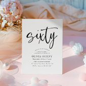 60e B & W Verjaardagsfeest Moderne Script Typograf Kaart