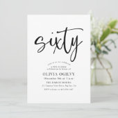 60e B & W Verjaardagsfeest Moderne Script Typograf Kaart (Staand voorkant)