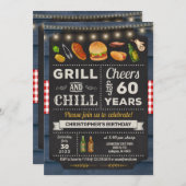 60e BBQ Grill and Chill Birthday Invitation Kaart (Voorkant / Achterkant)