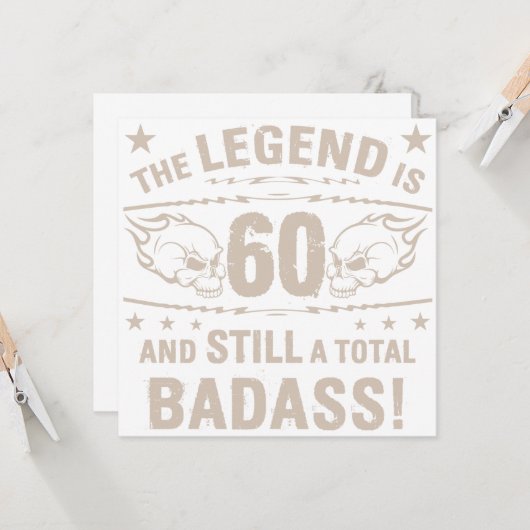 60e Birthday Badass Kaart (Voorkant / Achterkant in situ)