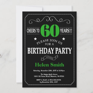 60e Birthday Black en Green Chalkboard Kaart