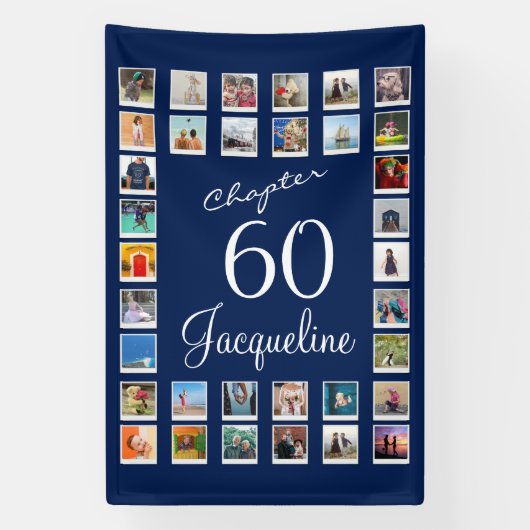 60e Birthday Blue Banner (Verticaal)