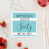 60e Birthday Blue Black White Paper Napkins Servet (Insitu)
