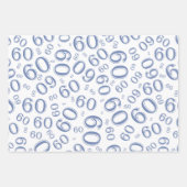 60e Birthday Blue/White Random Number Pattern 60 Inpakpapier Vel (Voorkant)