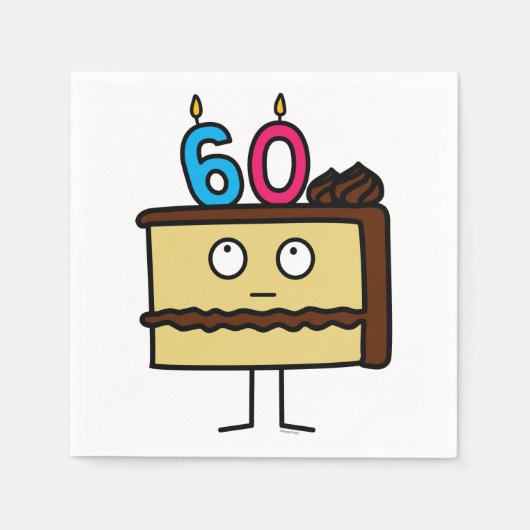 60e Birthday Cake met kaarsen Servet (Voorkant)