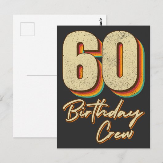 60e Birthday Crew 60 Party Crew Group Briefkaart (Voorkant / Achterkant)