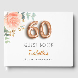 60e Birthday floral roos Gold eucalyptus name Gastenboek
