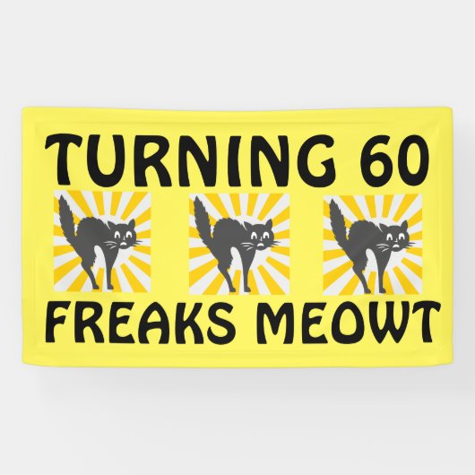 60E BIRTHDAY FUNNY CAT BANNER (Horizontaal)