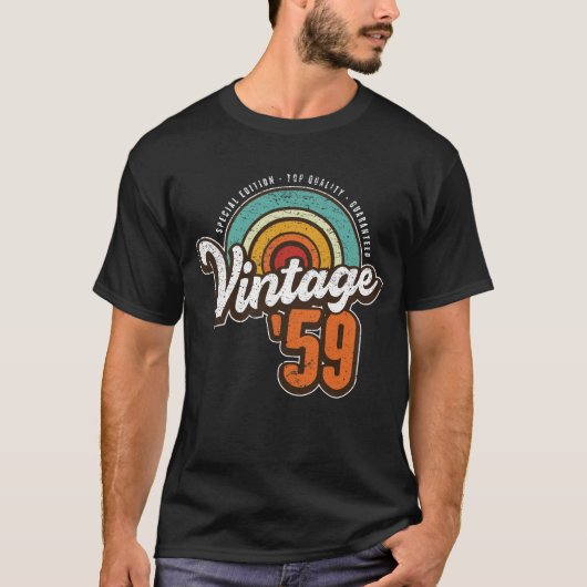 60e Birthday Gift Geboren in 1959 met Retro T-shirt (Voorkant)