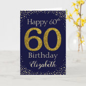 60e Birthday Golden Glitter Kaart (Gele Bloem)