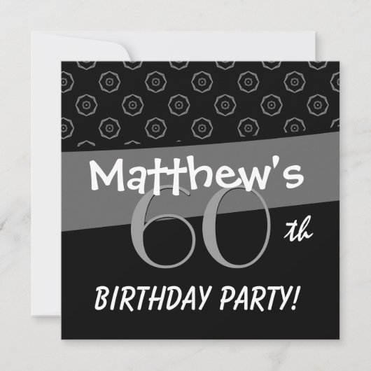 60e Birthday Grey and Black Pattern Kaart (Voorkant)