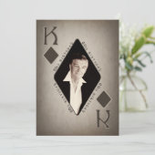 60e BIRTHDAY-INVITATIE - FOTO-POKER/KING Kaart (Staand voorkant)