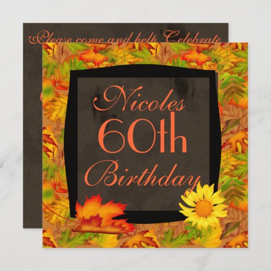 60e BIRTHDAY-INVITATIES Kaart (Voorkant / Achterkant)