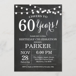 60e Birthday Invitation Chalkboard Kaart