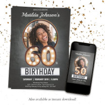  60e Birthday Marquee Glamor Aangepaste foto