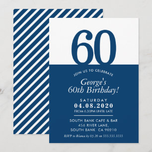 60E BIRTHDAY PARTIJ INVITE moderne, minimale zwart Kaart