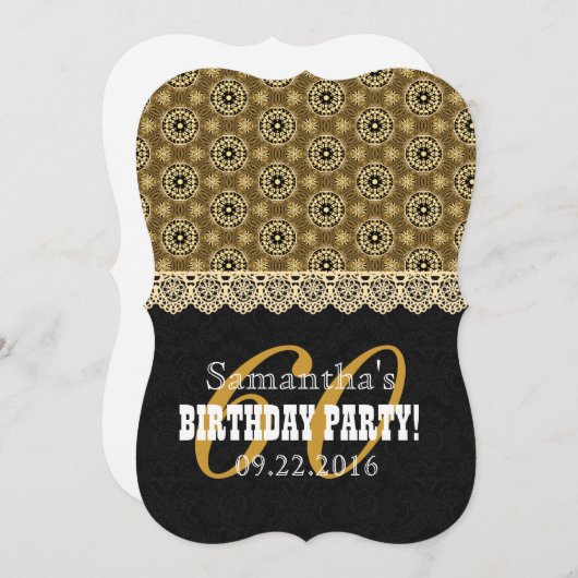 60e BIRTHDAY-PARTIJ voor haar A05 Black en Gold Kaart (Voorkant / Achterkant)