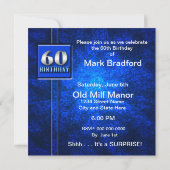 60E BIRTHDAY PARTIJINVITATIE - BLUE-SILVER KAART (Achterkant)