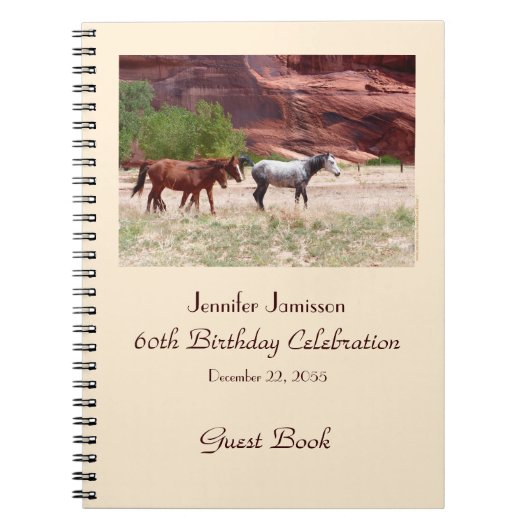 60e Birthday Party Guest Book, Horses in Canyon Notitieboek (Voorkant)